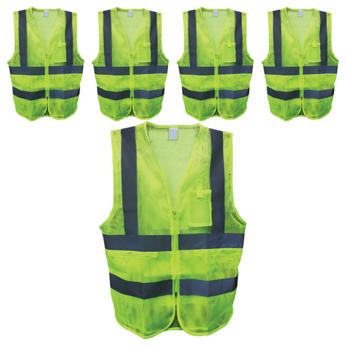 가드맨 현장 작업용 형광 안전조끼 노랑, 5개