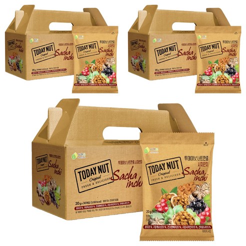 투데이넛 너트한줌 사차인치 견과 선물세트 30개입 600g, 3세트
