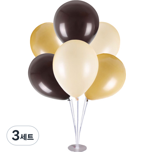 미미파티 생일 파티 풍선 6p + 멀티 스탠드 세트, 브라운, 3세트