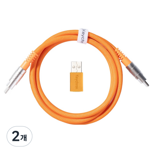 키크론 더블슬리브 Geek 8K Cable 오렌지, 2개, 1000mm