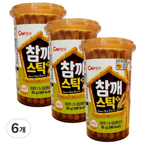 청우식품 참깨스틱 진, 85g, 6개