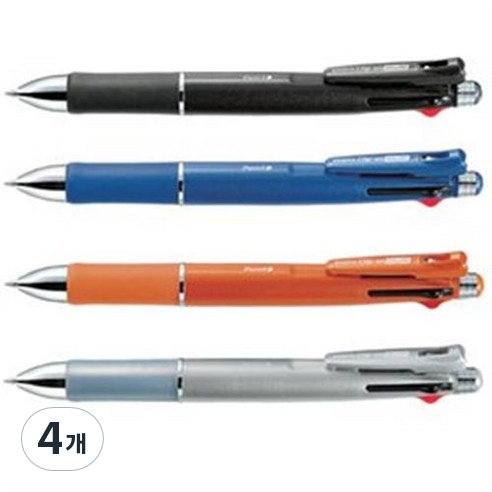 제브라 멀티펜 클립온 4+S 1000 0.7mm B4SA2 B4SA2-BK, 블랙, 4개