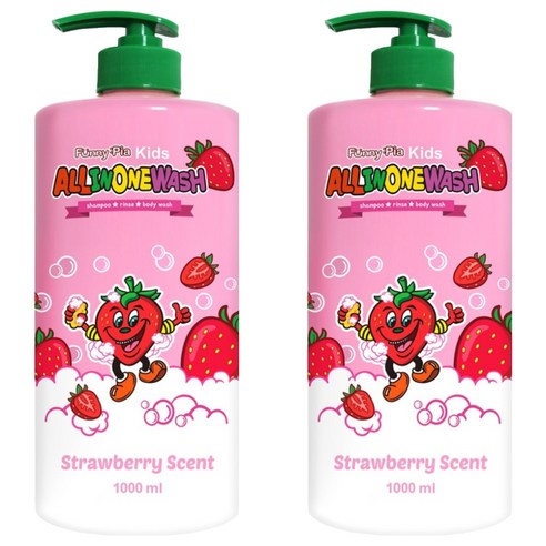 퍼니피아 키즈 올인원 워시 스트로베리, 1000ml, 2개