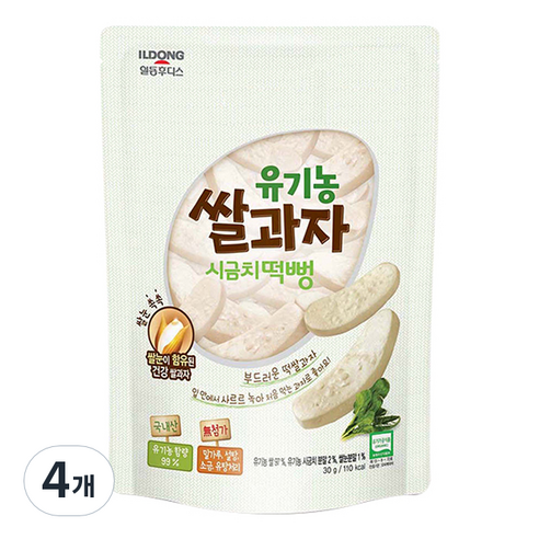 일동후디스 유기농 쌀과자 떡뻥, 시금치맛, 30g, 4개