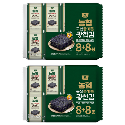 농협 들기름 광천김, 64g, 2개