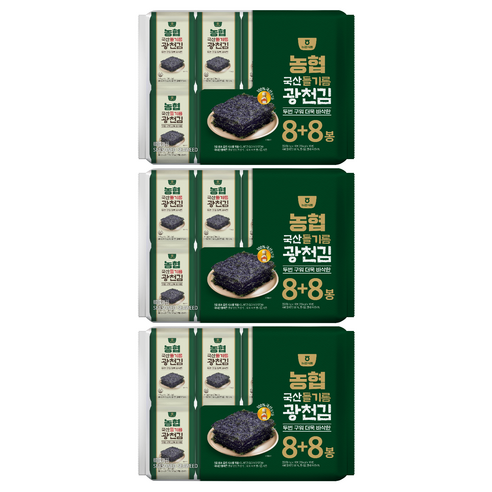 농협 들기름 광천김, 64g, 3개