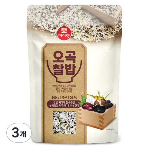 미이랑 국산 오곡찰밥, 600g, 3개