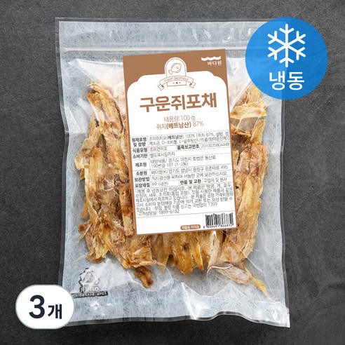 바다원 구운쥐포채 (냉동), 200g, 3개