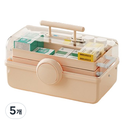 레디엘로 컴팩트 구급상자 화장품 정리함 핑크, 5개