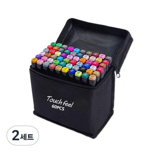 더블헤드 알콜 유성 마커세트 학생디자인, 60색, 2세트