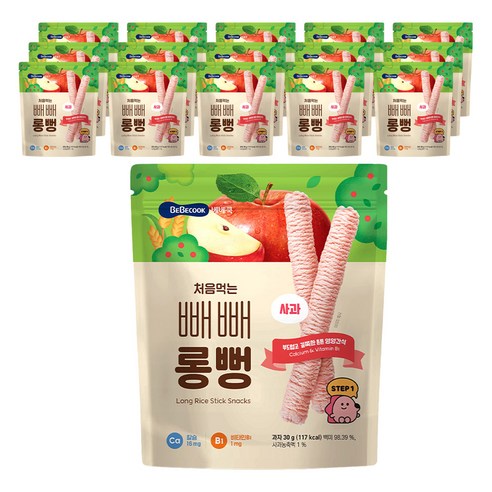 베베쿡 처음먹는 빼빼롱뻥, 30g, 16개, 사과