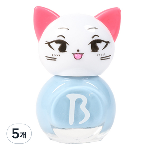 바블리 키즈네일 냥이 스티커형식 어린이매니큐어, 하늘핑, 5개