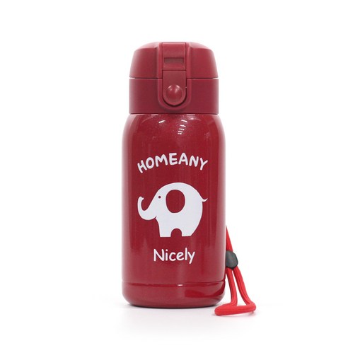 홈애니 원터치 보온보냉병 + 손목스트랩, 레드, 300ml