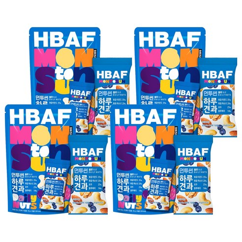 HBAF 바프 먼투썬 하루견과 블루, 200g, 4개