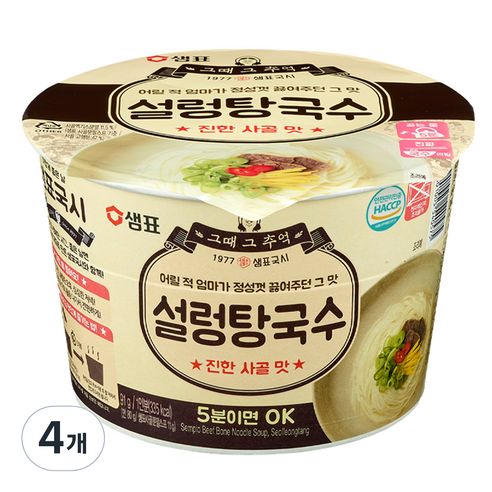 샘표 설렁탕국수, 91g, 4개