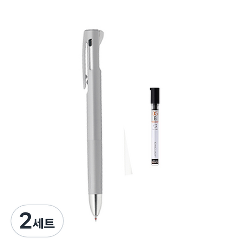 제브라 블렌 2+S 샤프 0.7mm + B샤프심, 그레이(샤프바디), 2세트