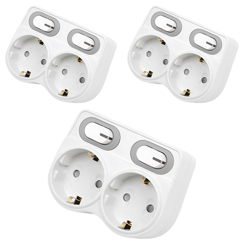 에코파워탭 LED L자 멀티탭 2구 EPM-L402L, 9.1cm, 화이트, 3개