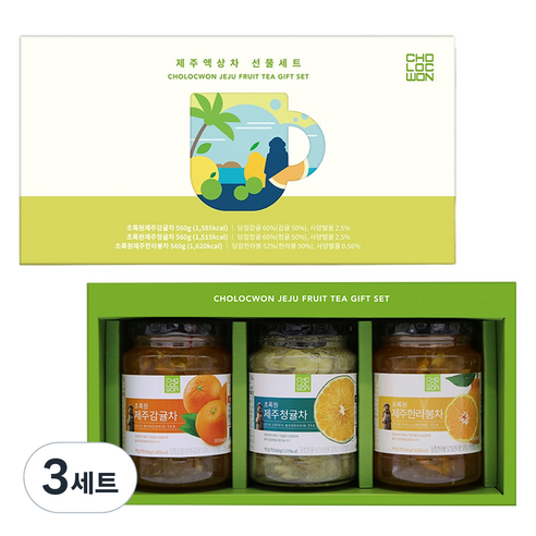 초록원 제주액상차 3종 선물세트 + 쇼핑백, 3세트