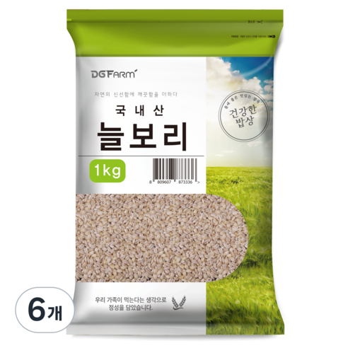 건강한밥상 국산 늘보리쌀, 1kg, 6개