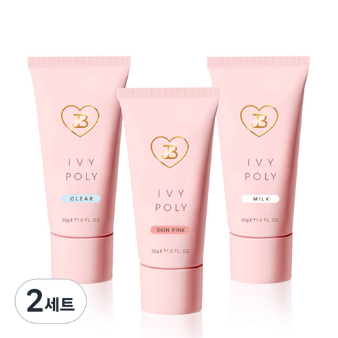 진비 그라시아 젤네일 네일아트 폴리젤 3종 세트, 스킨핑크/밀크/클리어, 30g, 2세트