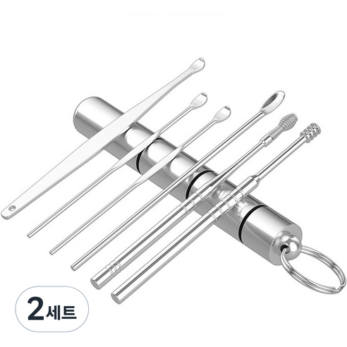 칼리오페 스테인리스 귀이개 실버 6종 세트, 1개입, 2세트