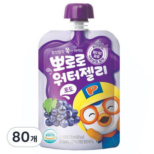 팔도 뽀로로 워터젤리 포도, 120ml, 80개