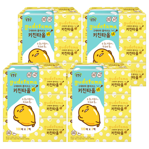 구데타마 뽑아쓰는 키친타올 톡톡 3겹, 100매, 12개