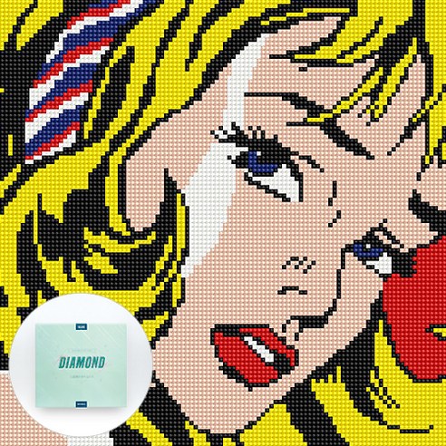 디클레어 액자 캔버스형 보석십자수 DIY 키트 30 x 30 cm, 1세트, 노랑머리소녀