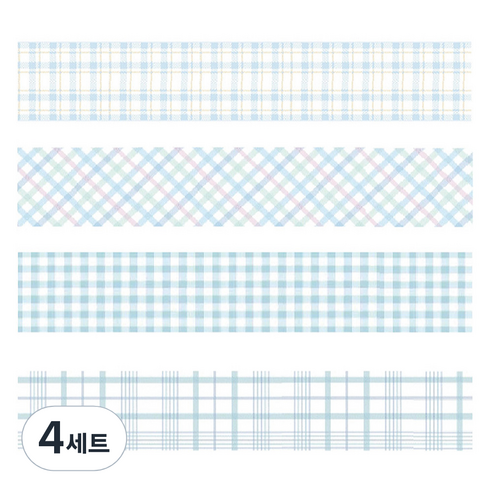 마켓A 플레이드 종이 마스킹테이프 2cm x 2m 4종 세트, TYPE2, 4세트