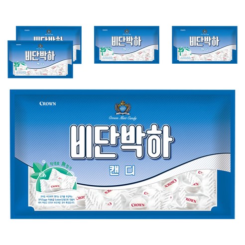 크라운 비단 박하 캔디, 740g, 5개