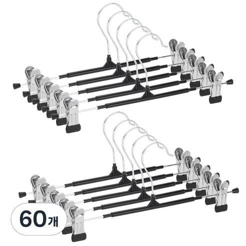 코멧 논슬립 회전형 치마바지걸이, 블랙, 60개