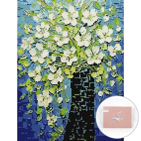 아트조이 DIY 보석십자수 캔버스형 30 x 40 cm, 굴뚝 속 피어난 꽃, 1세트