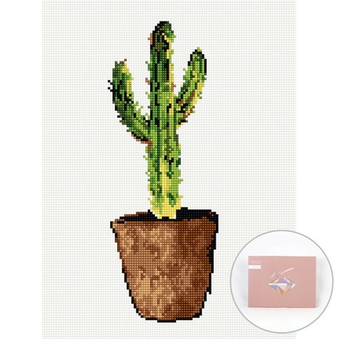 아트조이 DIY 보석십자수 캔버스형 30 x 40 cm, 만세 선인장, 1세트