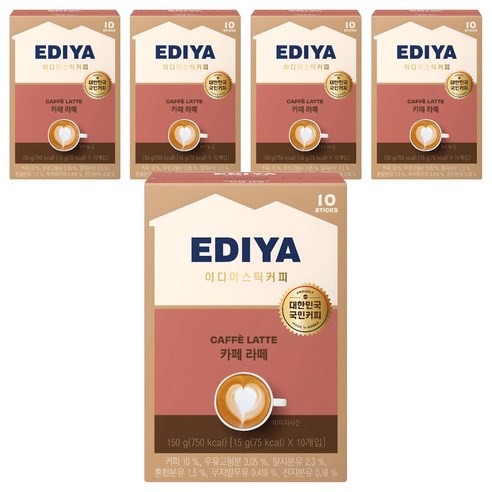 이디야커피 카페라떼, 15g, 10개입, 5개