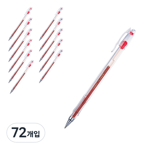 모나미 젤러 502 중성펜, 적색, 72개입