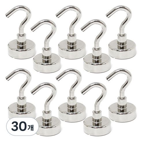 초강력 네오디움 후크 고리자석 25mm TJ10T, 실버, 30개