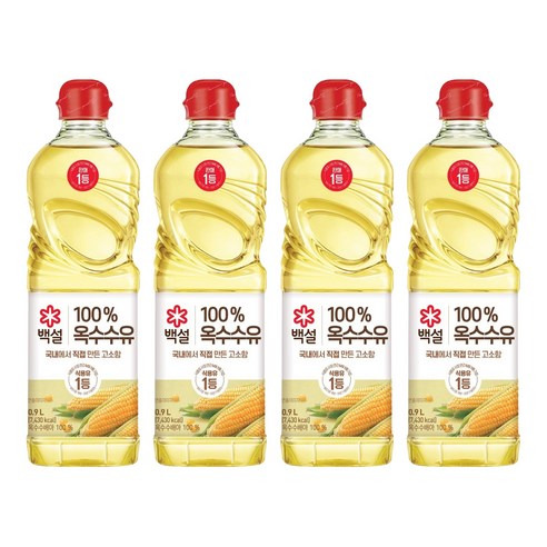 백설 옥수수유, 900ml, 4개