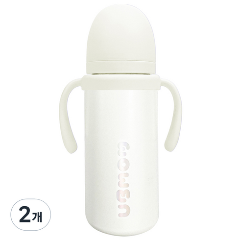 유비맘 시그니처 스테인리스 유아 빨대컵 330ml, 2개, 구름