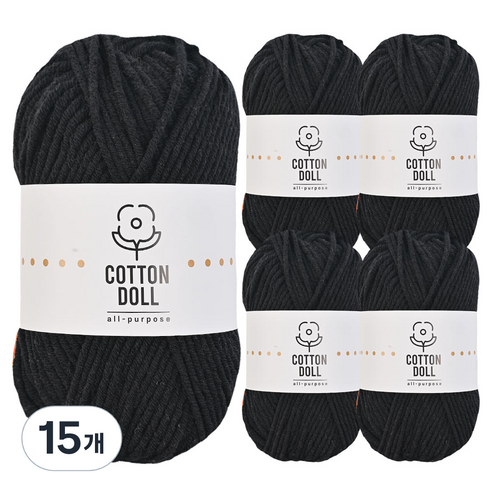 니뜨 코튼돌 뜨개실 50g, 15개, 23블랙