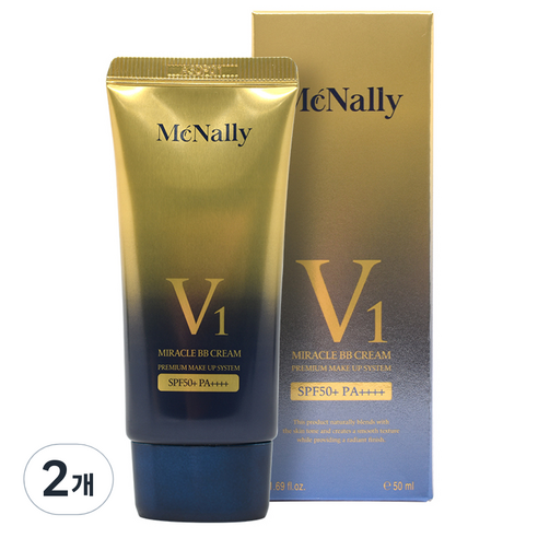 맥넬리 V1 미라클 비비 크림 SPF50+ PA++++, 네추럴 베이지, 50ml, 2개