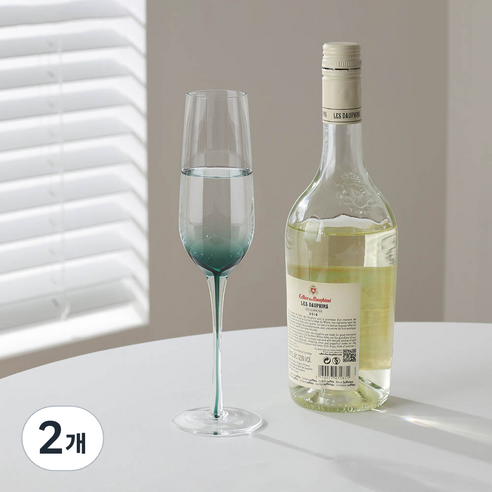 메종오브제 시에르 그라데이션 크리스탈 샴페인잔 그린, 220ml, 2개