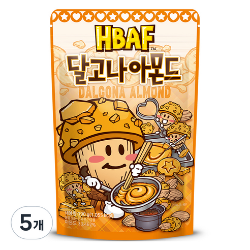 바프 달고나 아몬드, 190g, 5개
