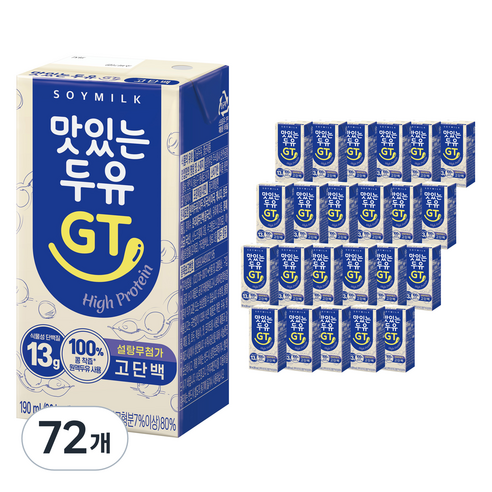 맛있는두유GT 고단백 두유, 190ml, 72개