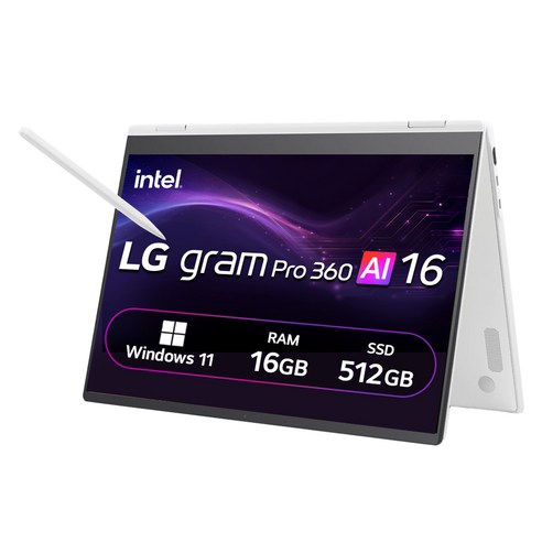 LG전자 2026 그램 Pro 360 AI 16 코어Ultra5 방문설치, 에센스 화이트, 512GB, 16GB, WIN11 Home, 16T95TP-KA5HK