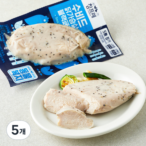 참프레 동물복지 인증 수비드 닭가슴살 블랙페퍼, 1개입, 5개