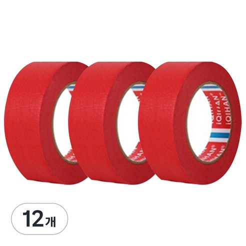 다다 칼라 마스킹 종이테이프 30mm x 15m, 레드, 12개