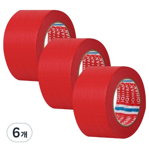 다다 칼라 마스킹 종이테이프 50mm x 15m, 레드, 6개