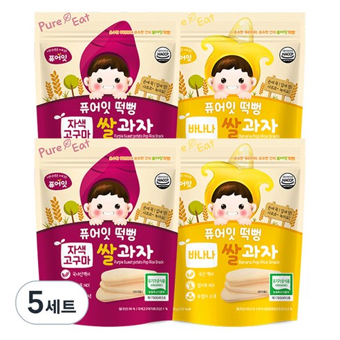 퓨어잇 자색고구마떡뻥 2p + 바나나떡뻥 2p, 자색고구마, 바나나, 5세트