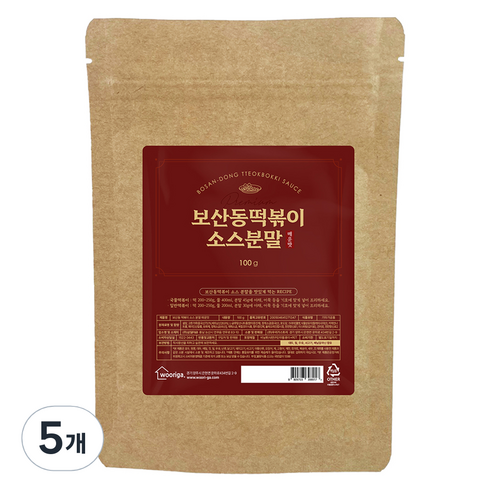 우리가스토리 보산동 떡볶이 소스 분말 매운맛, 5개, 100g