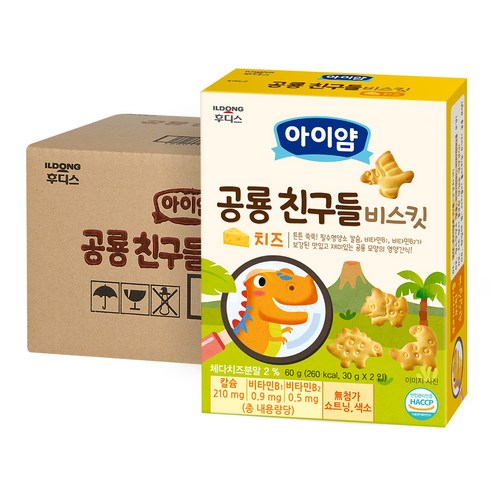 일동후디스 아이얌 공룡친구들 비스킷 30g x 2p, 치즈맛, 60g, 10개